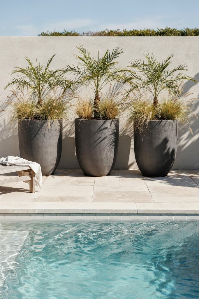 Add Tall Planters and Movable Privacy Screens